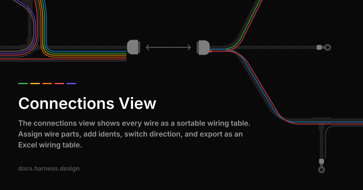 Connections View — Wiring Table | harness.design